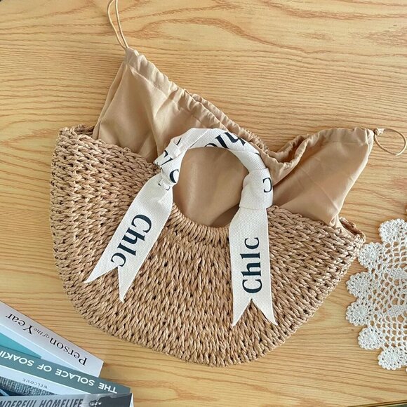 Women's Straw Woven Tote Bag Summer Beach Purse Casual Spacious Lightweight - Picture 6 of 6